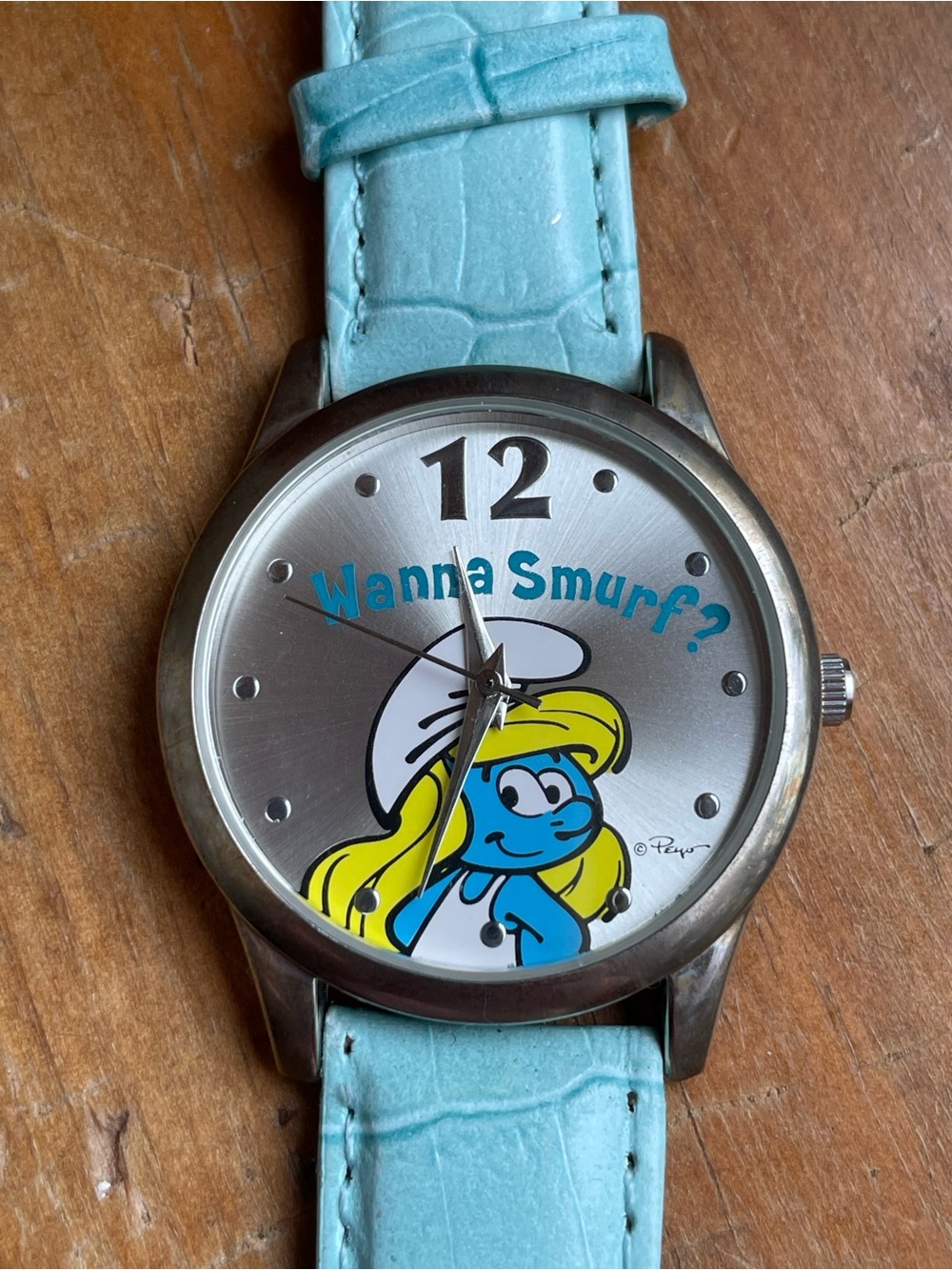 Smurfette "Wanna Smurf?" Watch in Light Blue